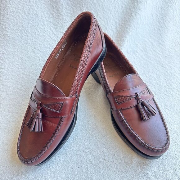 Allen Edmonds "Maxfield"‎ Men's 11 D Maroon Leather Dress Shoe Tassel Loafer - Picture 3 of 11